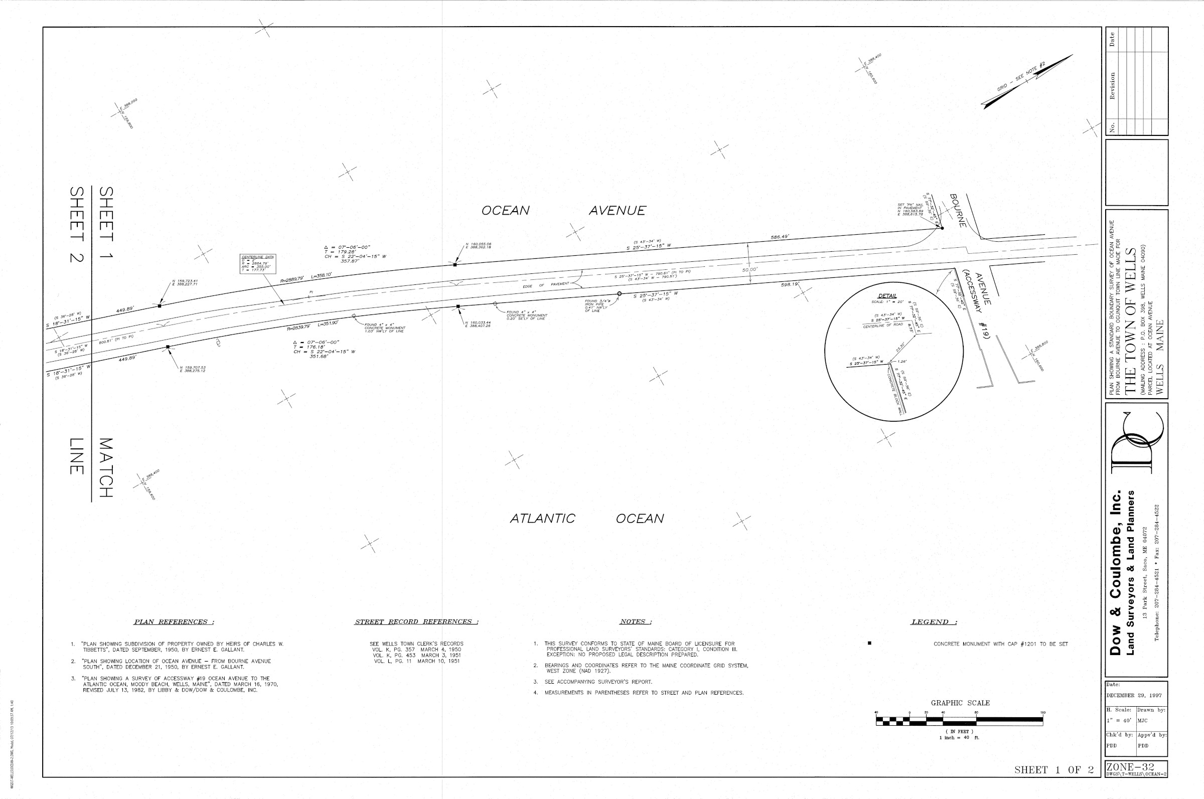 Detailed view of Sheet 1 showing plan references, notes, legend, and graphic scale